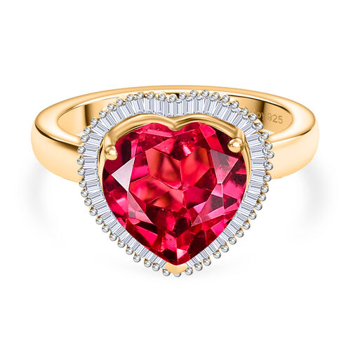 D'Joy Lab Created Padparadscha-Saphir, Weißer Topas Ring 925 Silber rhodiniert (Größe 17.00) ca. 11,28 ct image number 0