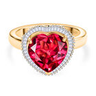 D'Joy Lab Created Padparadscha-Saphir, Weißer Topas Ring 925 Silber rhodiniert (Größe 17.00) ca. 11,28 ct