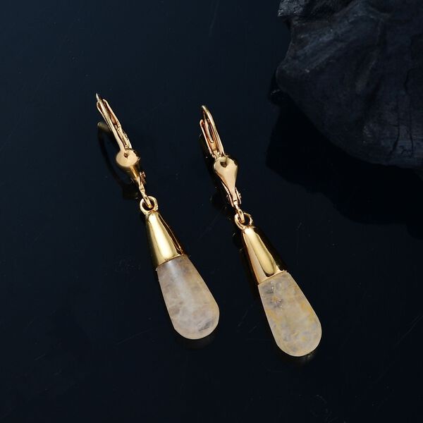 Gelber Aventurin Ohrringe 925 Silber 750 Gelbgold Vermeil ca. 6,53 ct. image number 1