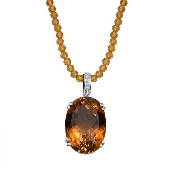 Citrin und Zirkon Anhänger mit 50cm Kette - 80,57 ct. image number 0