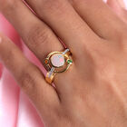 Natürlicher Äthiopischer Opal und Natürlicher Chromdiopsid Ring 925 Silber vergoldet  ca. 1,08 ct image number 2