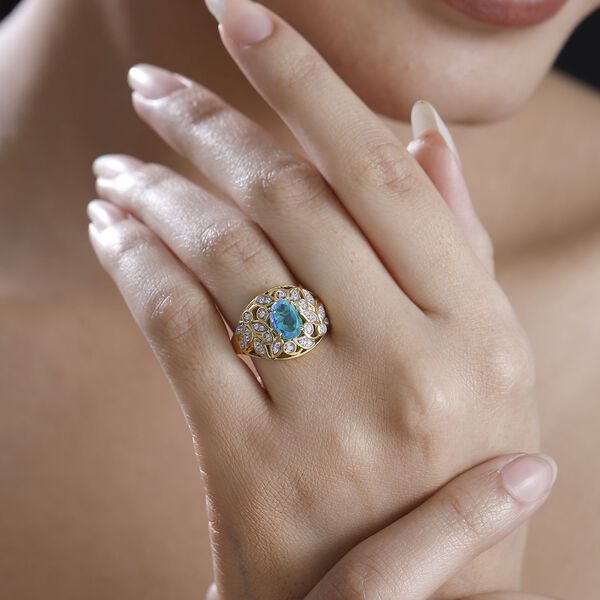 Pfau Quarz Triplett und Zirkon Ring - 1,81 ct. image number 3