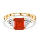 AAA Mexikanischer Purpurroter Feueropal, Weißer Diamant Ring 585 Gold (Größe 19.00) ca. 1.46 ct