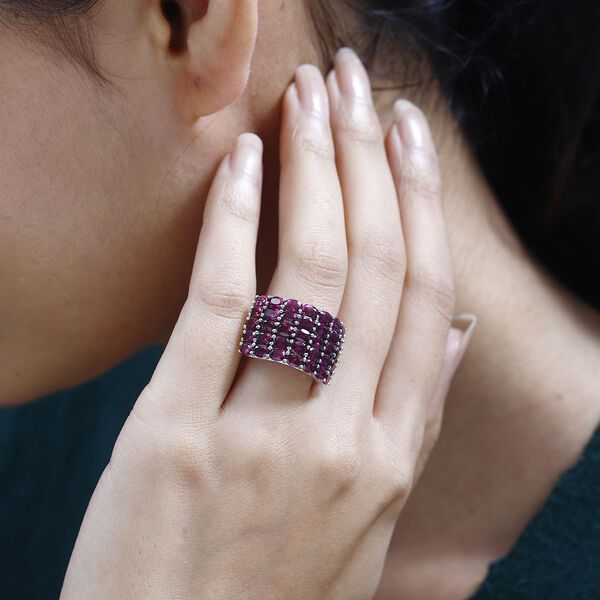 Natürlicher Rhodolith Granat Ring, 925 Silber platiniert (Größe 18.00) ca. 8.09 ct image number 3