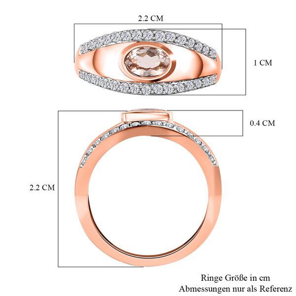 Marropino Morganit, weißer Zirkon Ring, 925 Silber Roségold Vermeil (Größe 21.00) ca. 1.06 ct image number 6