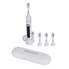 BEAUTECH - Zahnbürste mit rotem und blauem therapeutischem LED-Licht, 5 Modi, 4 zusätzliche Köpfe (2 rot & 2 blaues Licht), Reiseetui, 38000 rpm, weiß