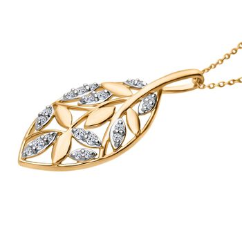 LUXURIANT SI Labor Diamant Anh&auml;nger mit 50cm Kette, 925 Silber mit 750 Gelbgold Vermeil - 0,24 ct.