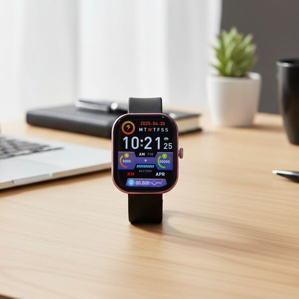 G21 Smartwatch, 2.01 Zoll HD Display, Pink-Schwarzes Silikonarmband image number 2