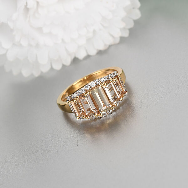 Kaiserlicher Topas und Zirkon Ring 925 Silber 585 Vergoldet image number 2