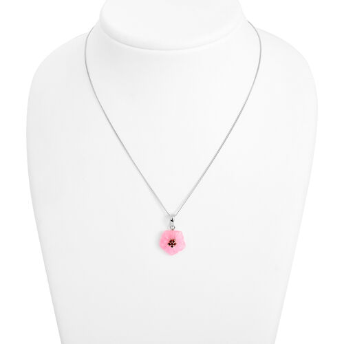 Rosa Jade, Roter Granat Anhänger mit Kette, 925 Silber rhodiniert, ca. 6.12 ct image number 1