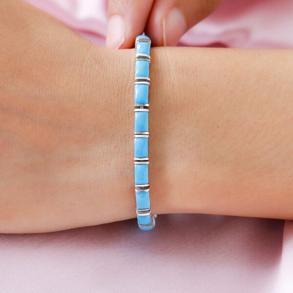 Amerikanisches, nat&uuml;rliches Sleeping Beauty T&uuml;rkis Armband, ca. 19 cm, 925 Silber platiniert ca. 12,65 ct image number 3