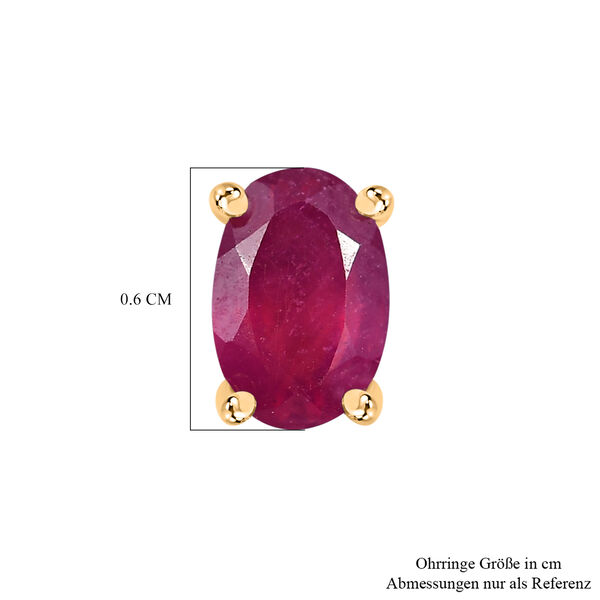Afrikanischer Rubin (Fissure gef&uuml;llt) Ohrringe 925 Silber vergoldet ca. 1.36 ct image number 5