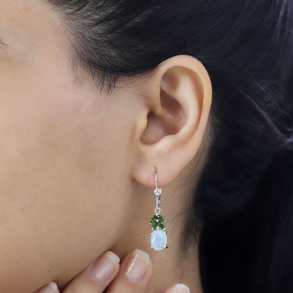 AA natürliche, äthiopische Welo Opal, Zirkon und Chromdiopsid-Ohrringe - 3,21 ct. image number 3