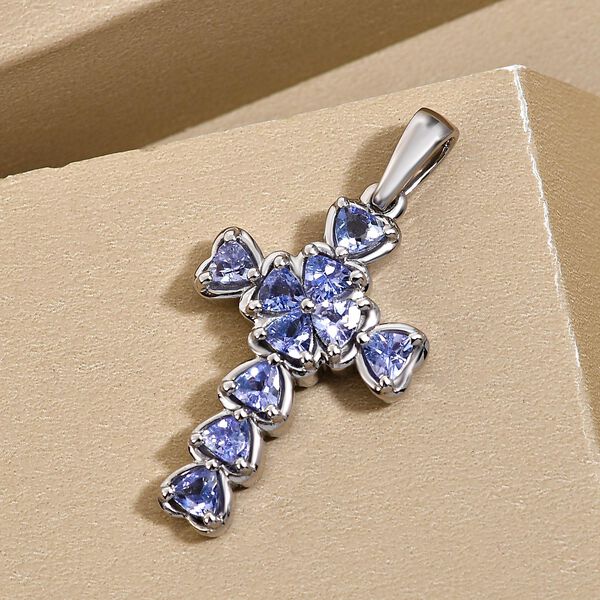 Tansanit Kreuz-Anhänger in Silber 1,21 Ct image number 3
