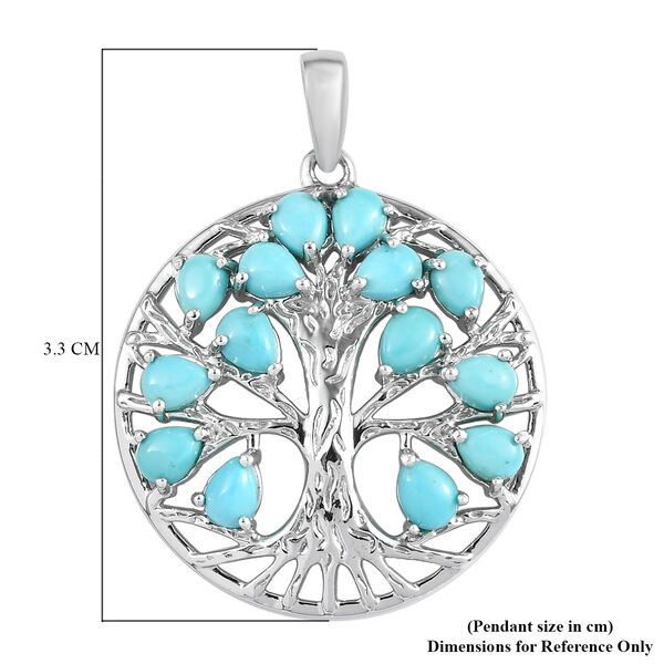 Natürlicher Sleeping Beauty Türkis Baum des Lebens Anhänger in Silber, 1,86 ct. image number 5