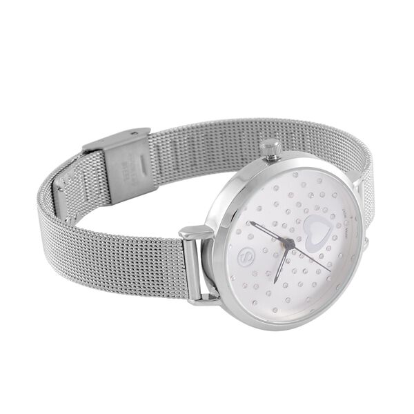 STRADA - Japanisches Uhrwerk, Wei&szlig;er Kristall, 8.5 cm 316L Edelstahl, goldfarben image number 4