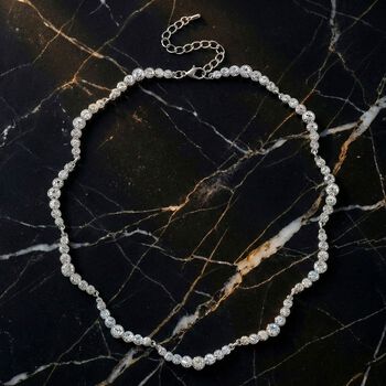 Wei&szlig;e Kristall 50+5cm Halskette in Silberton