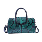 Handtasche aus 100% echtem Leder, Schlangenmuster, Smaragdgrün image number 0