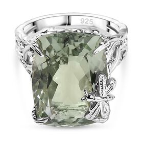 Prasiolith Ring, 925 Silber rhodiniert (Größe 18.00) ca. 14.12 ct