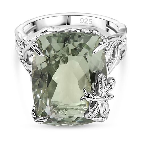 Prasiolith Ring, 925 Silber rhodiniert (Größe 18.00) ca. 14.12 ct image number 0