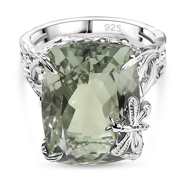 Prasiolith Ring, 925 Silber rhodiniert (Gr&ouml;&szlig;e 18.00) ca. 14.12 ct