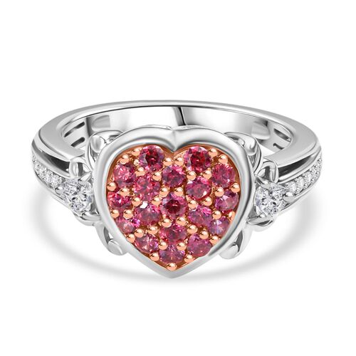 J Francis gefertigt mit SWAROVSKI- roter und weißer Swarovski Zirkonia-Herz-Ring image number 0
