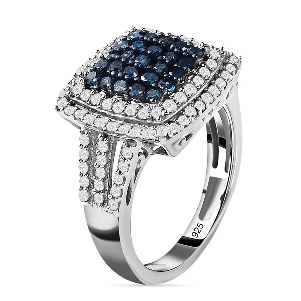 Blauer und wei&szlig;er Diamant Ring, 925 Silber platiniert (Gr&ouml;&szlig;e 16.00) ca. 1.00 ct image number 4