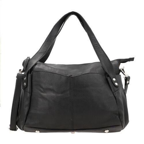 100% Echtleder Weekender Reisetasche mit RFID-Schutz, Schwarz image number 0