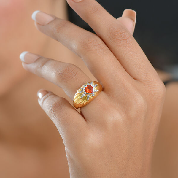 GP Celestial Kollektion- AAA Blaze Feueropal, Zirkon und Kanchanaburi blauer Saphir zweifarbiger Ring - 0,70 ct. image number 3