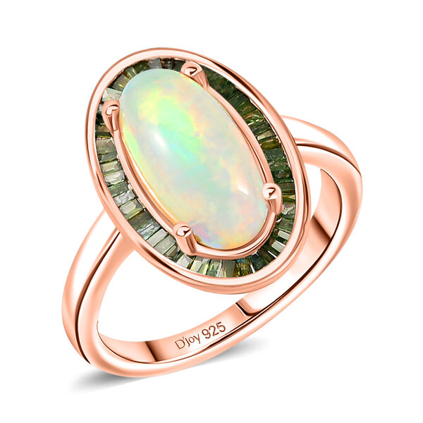 D&rsquo;Joy AA nat&uuml;rlicher, &auml;thiopischer Welo Opal und gr&uuml;ner Diamant Ring - 2,75 ct. image number 4