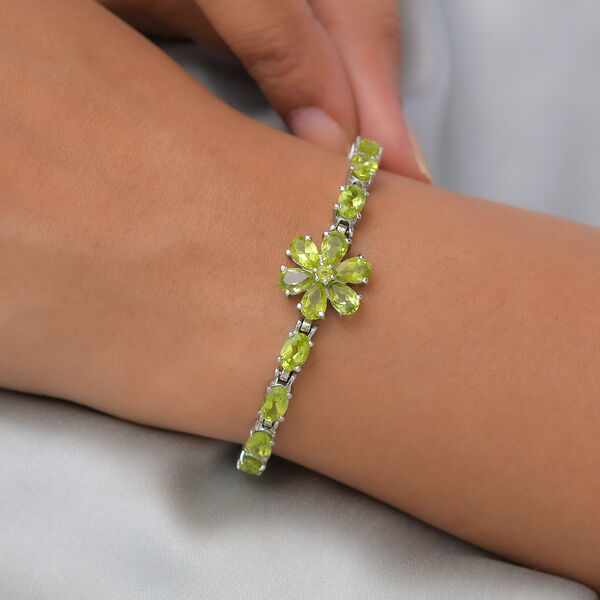 Nat&uuml;rliches Peridot-Armband, 19 cm, Edelstahl, ca. 9,31 ct image number 3