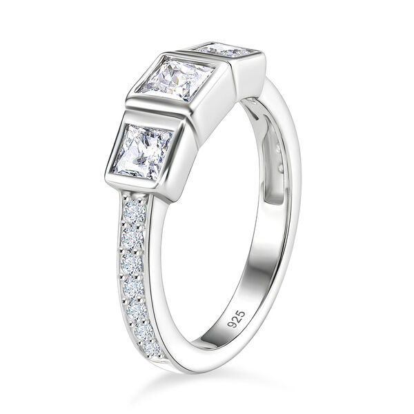 LUSTRO STELLA Hergestellt mit ZIRKONIA 3 Stein Ring 925 Silber Platin-&Uuml;berzug (Gr&ouml;&szlig;e 16.00) ca. 1,88 ct image number 6