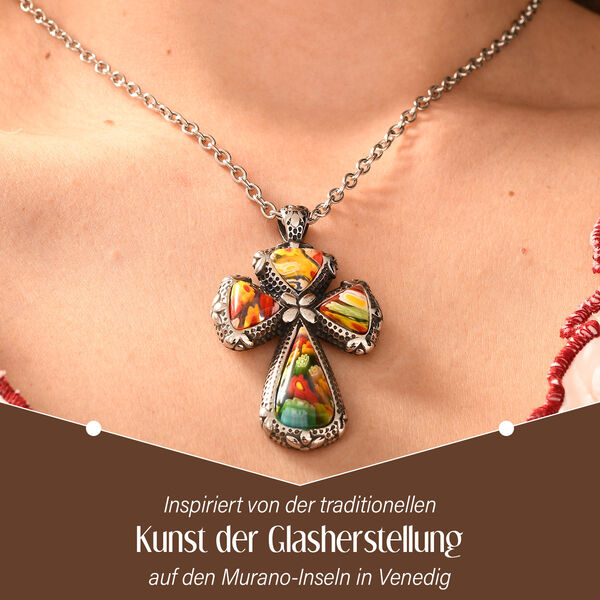 Kreuz 60cm Halskette im Murano-Stil image number 3