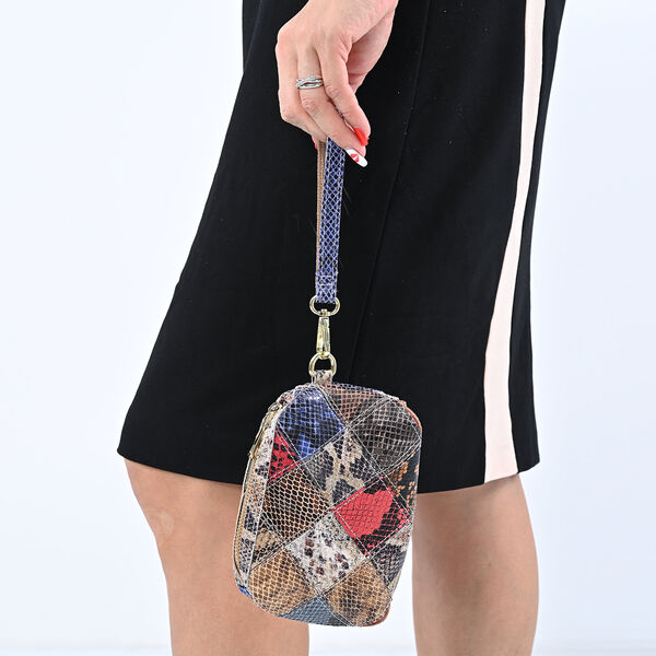 2er-Set Crossbody Tasche und Clutch aus 100% echtem Leder, Gr&ouml;&szlig;e 33x11x21,5 cm und 14x10x3,81 cm, rot und blau image number 3