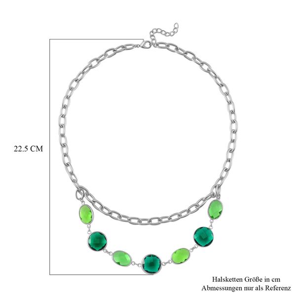 Grüne Kristall Glieder-Halskette, 52 cm image number 5