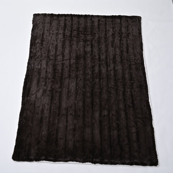 Luxus Kollektion - Superweiche Kunstfelldecke mit Sherpa Futter, 150x200 cm, Dunkelbraun image number 3