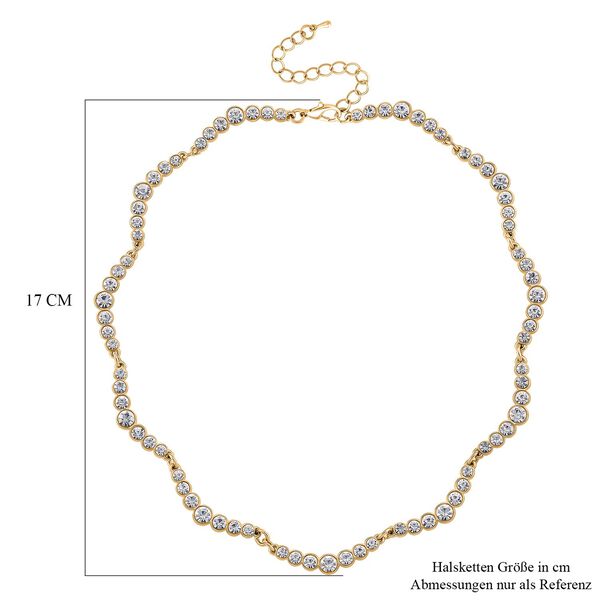 Wei&szlig;e Kristall 50+5cm Halskette in Goldton image number 5