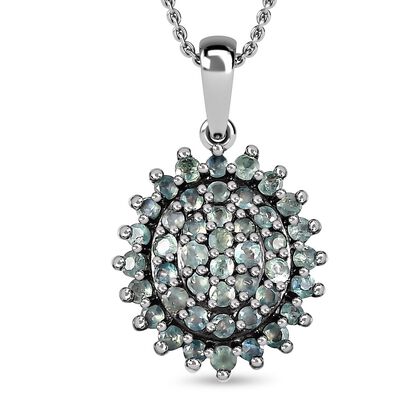 Alexandrit Anhänger mit Kette, 925 Silber platiniert ca. 0.69 ct