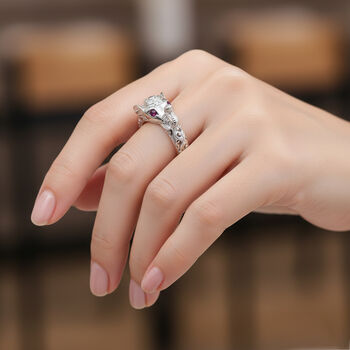 D'Joy Royal Bali Padparadscha Saphir Elefant Ring 925 Silber (Gr&ouml;&szlig;e 21.00)