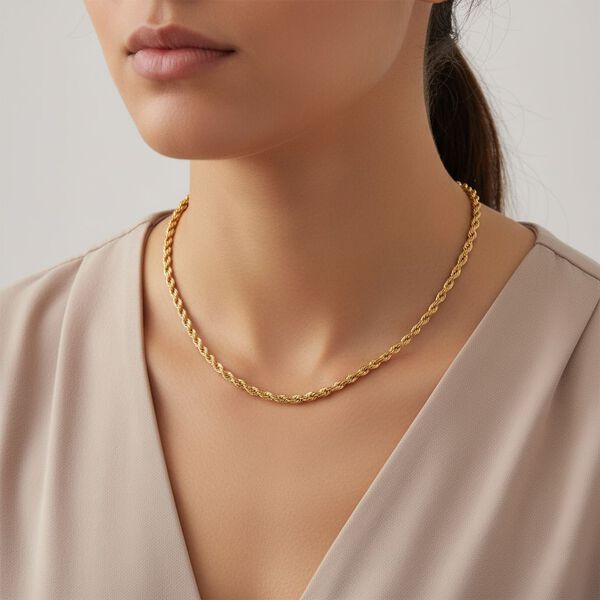 316L Edelstahl IP-Gelbbeschichtung Halskette ca. 50 cm ca. 54,30g image number 1