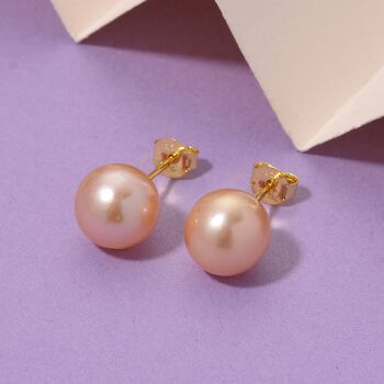 D'Joy Pfirsich Edison Perle (9-11 mm) Ohrringe 925 Silber vergoldet