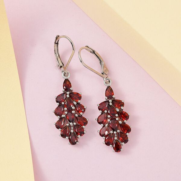 Natürliches Mosambik Granat Ohrringe, 925 Silber platiniert, ca. 6.17 ct image number 2