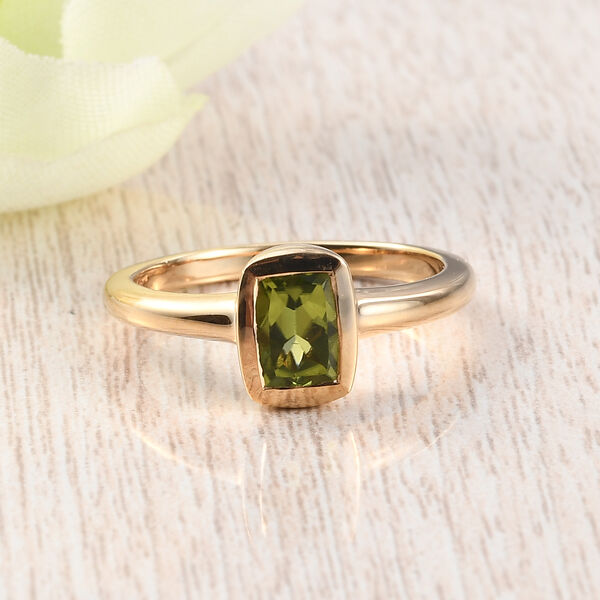 Peridot Solit&auml;r Ring 925 Silber 585 Vergoldet image number 2