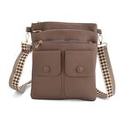 Umhängetasche aus feinem Lederimitat mit mehreren Taschen, Einheitsgröße, Kaffeebraun