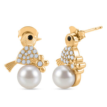 EVER TRUE S&uuml;&szlig;wasser Perle (7-7.5 mm), Schwarzer Spinell Ohrringe Nickelfreies Messing