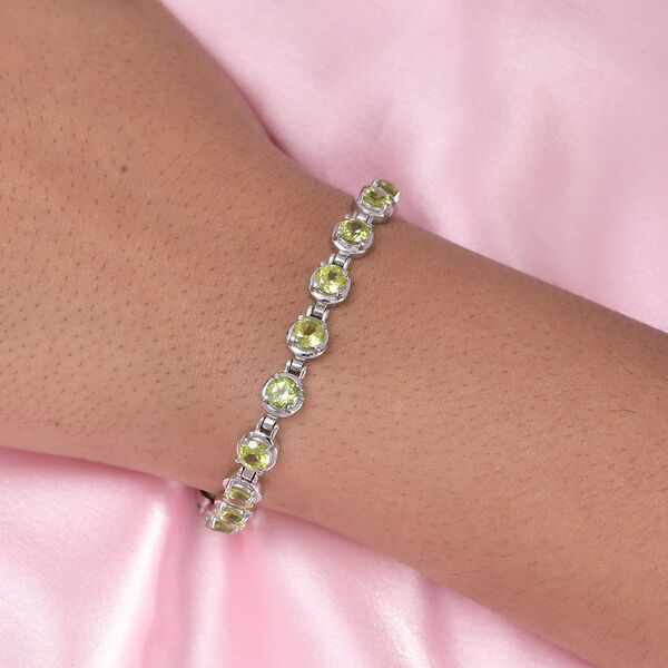 Nat&uuml;rliches Peridot-Armband, 19 cm, Edelstahl, ca. 8,62 ct image number 3