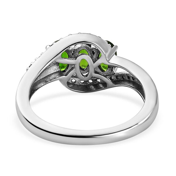 Natürlicher Chromdiopsid, Weißer Zirkon Ring, 925 Silber platiniert (Größe 20.00), ca. 1.06 ct image number 6