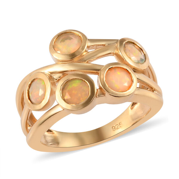 Nat&uuml;rlicher &Auml;thiopischer Opal Ring 925 Silber vergoldet image number 4