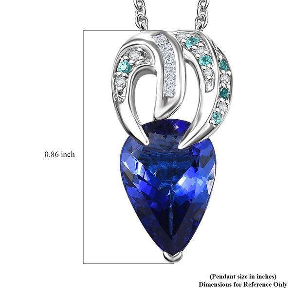 RHAPSODY zertifiziert und gepr&uuml;ft AAAA Tansanit, Paraiba Turmalin und VS-EF Diamant Anh&auml;nger mit 45cm Kette in 950 Platin - 3,71 ct. image number 5