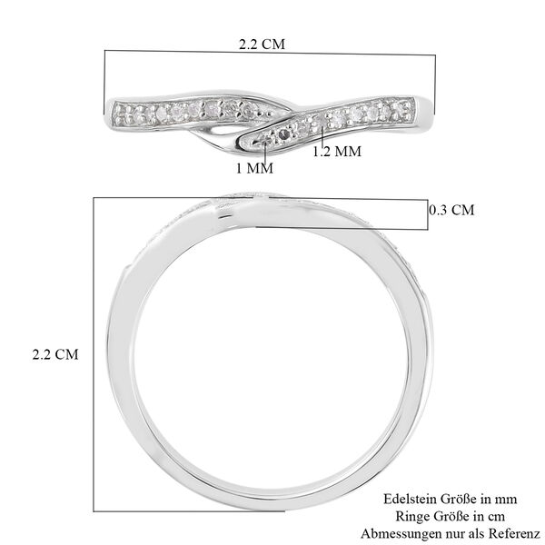 Diamant Bypass Ring 925 Silber Platin-Überzug image number 8